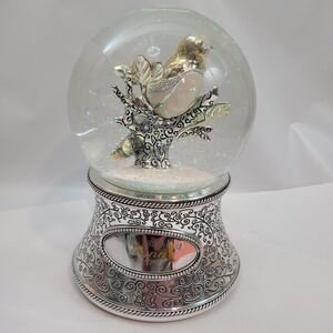 Things Remembered Rotating Snow Globe Make-A-Wish The Magic Flute Bird Silver